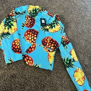 Fashion Nova Blue Pineapple Large Blazer .